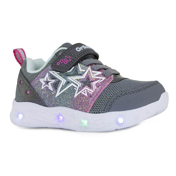 Кроссовки ортопедические Ортобум для девочек 30225-10 галактический графит со светодиодами.